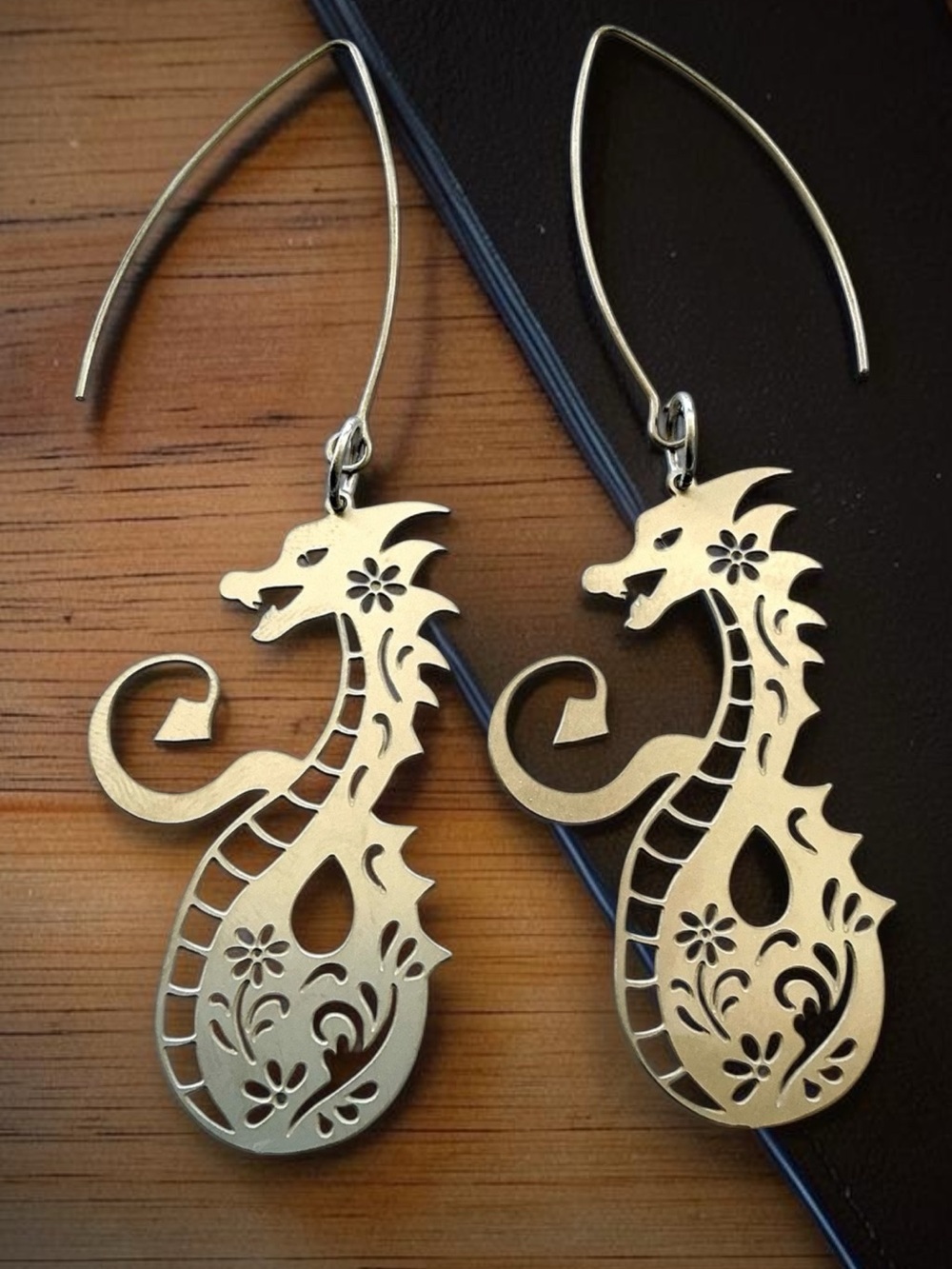 🆕 Dragon Laser Cut Dangle Earrings